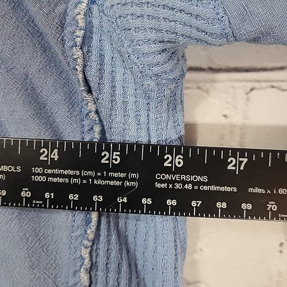 Free People We The Free Denim Chambray Shirt M Oversized Shacket Long Sleeve - Picture 6 of 8